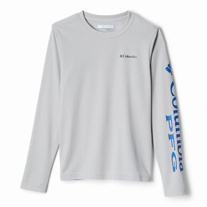 Columbia Camisas PFG Terminal Tackle™ Manga Larga Tee Niño Grises/Azules (371OIUMRZ)
